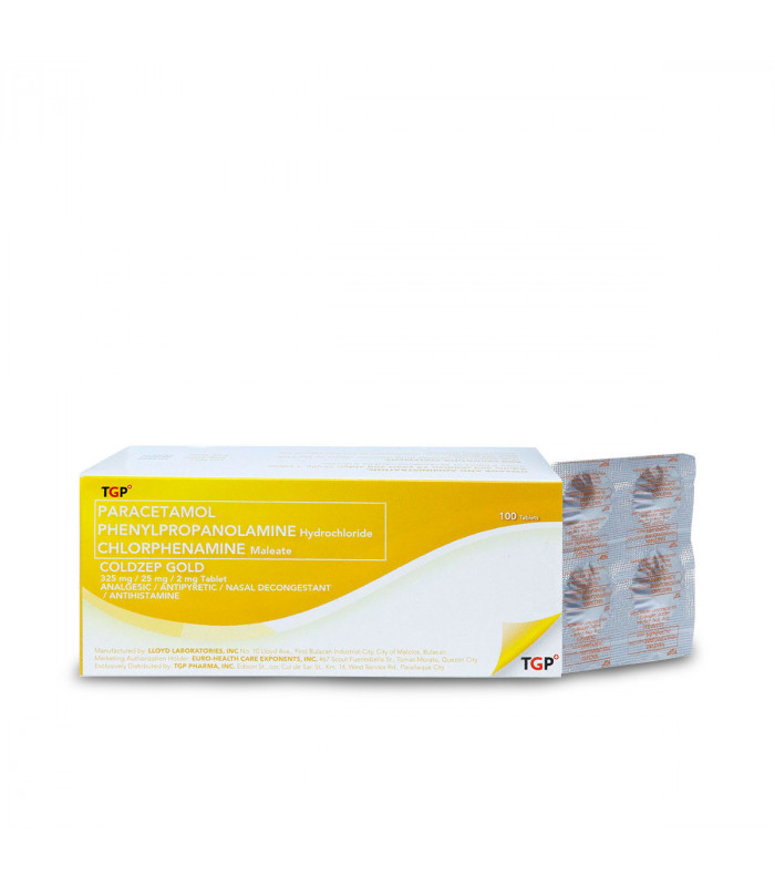 COLDZEP GOLD Paracetamol+Phenylpropanolamine HCl+Chlorphenamine Maleate 325/25/2mg Tablet