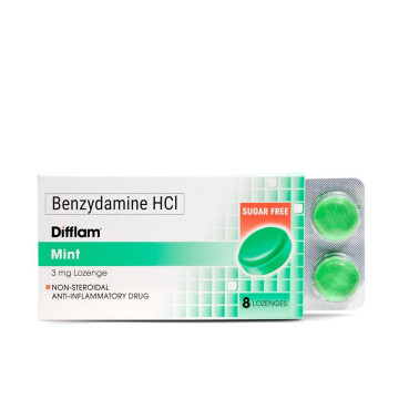 DIFFLAM Benzydamine HCL 3mg Sugar Free Mint (8 Lozenges)
