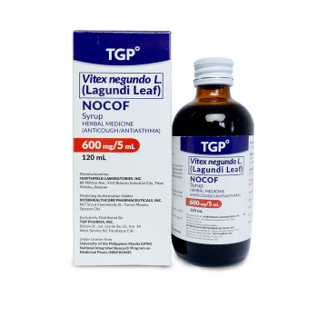 NOCOF Vitex negundo L Lagundi Leaf 600mg/5ml 120ml Syrup
