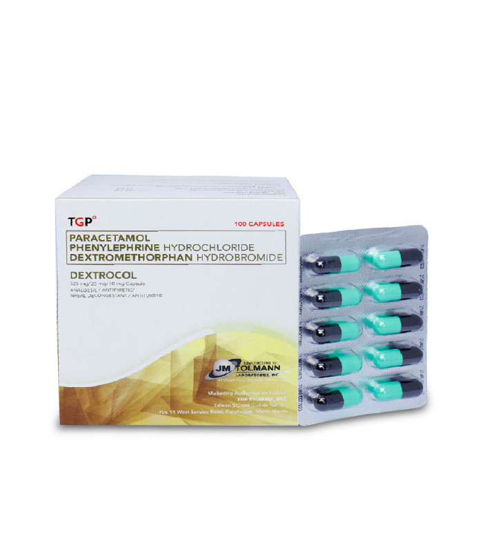 DEXTROCOL Paracetamol+Phenylephrine Hydrochloride+Dextromethorphan Hydrobromide 325/25/10mg Capsule
