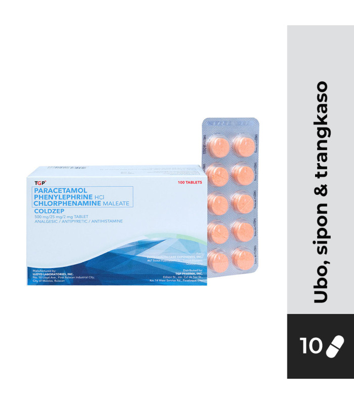 COLDZEP Paracetamol+Phenylephrine HCl+Chlorphenamine Maleate 500mg/25mg/2mg Tablet 10s
