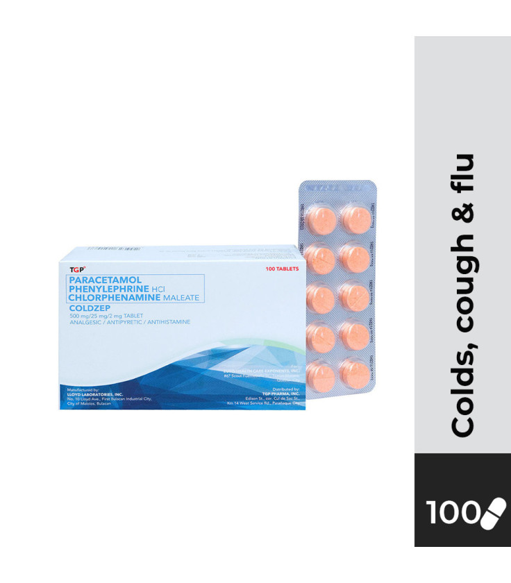 COLDZEP Paracetamol+Phenylephrine HCl+Chlorphenamine Maleate 500mg/25mg/2mg Tablet 100s