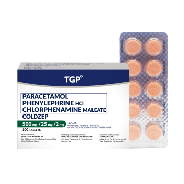 COLDZEP Paracetamol+Phenylephrine HCl+Chlorphenamine Maleate 500mg/25mg/2mg Tablet