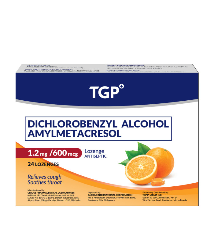 TGP Throat Lozenges 1.2/600mcg Orange flavor