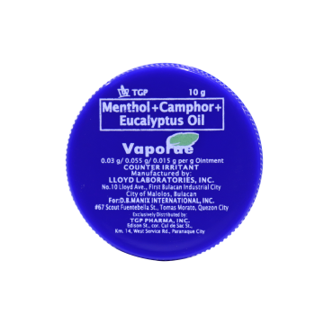 VAPORAE Methol + Camphor + Eucalyptus Oint10g 1s