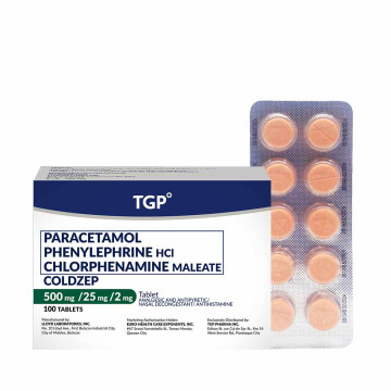 COLDZEP Paracetamol+Phenylephrine HCl+Chlorphenamine Maleate 500mg/25mg/2mg Tablet 100s