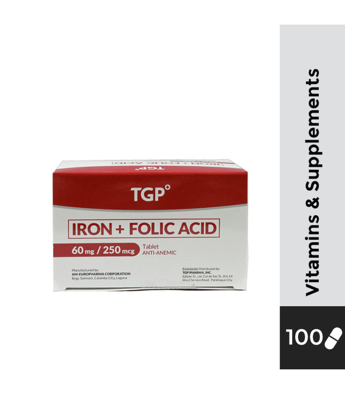 TGP Iron + Folic Tablet 60mg/250mcg 100s