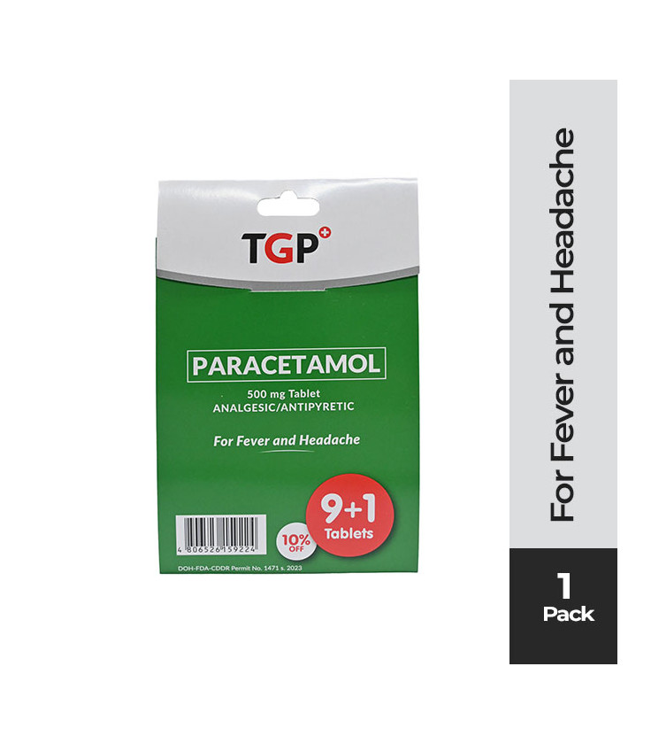 9+1 TGP Paracetamol Tab 500mg for fever and headache