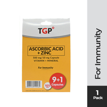[BUY 9+1] TGP Ascorbic+Zinc Cap 500mg for immunity