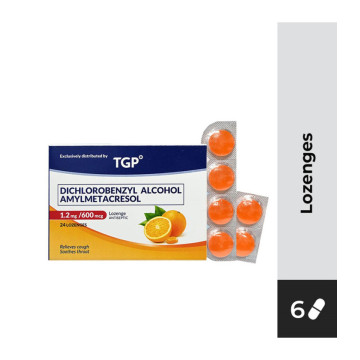 [Piso Sale] TGP Throat Lozenges 1.2/600mcg Orange flavor 6s