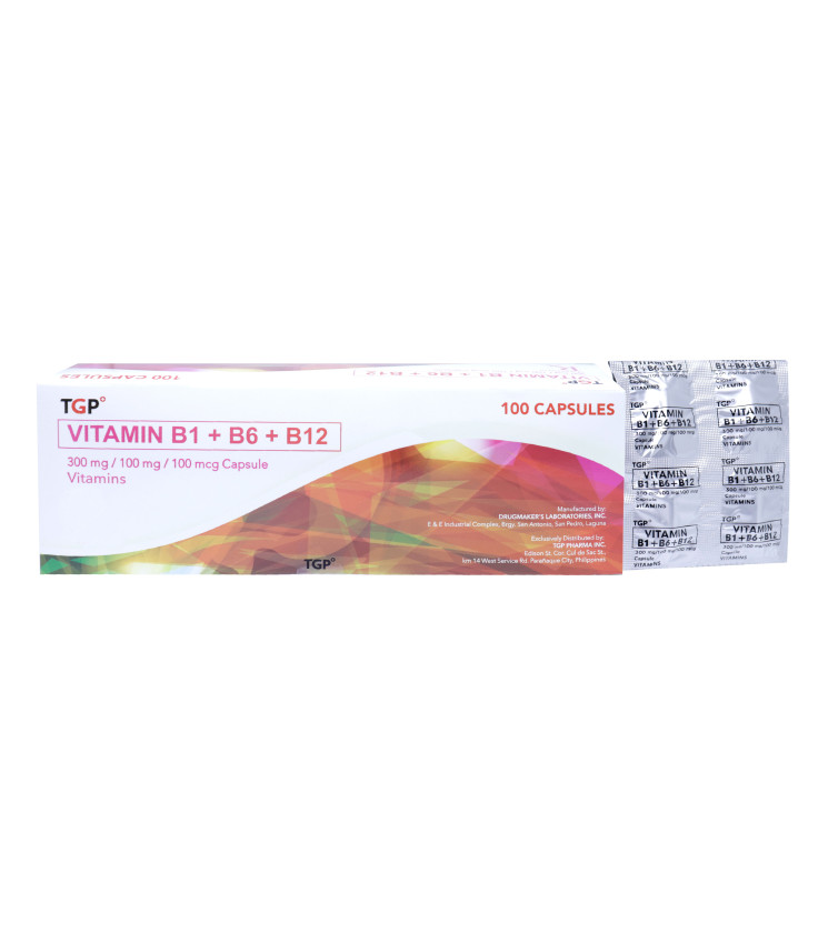 1 BOX TGP Vitamin B1 + B6 + B12 300mg/100mg/100mcg 100 capsules Vitamin B Complex for brain function