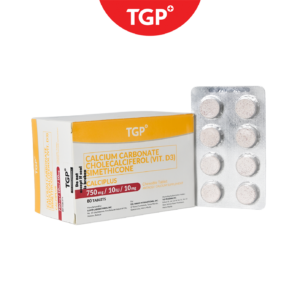 CALCIPLUS Calcium + Vitamin D3 + Simethicone Tablet 750mg - 8pcs