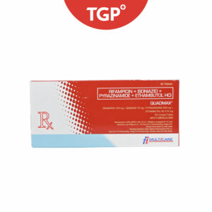 Rx: QUADMAX Rifampicin + Isoniazid + Pyrazinamide + Ethambutol Film Coated Tablet - 150mg/75mg/400mg/275mg