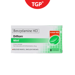 DIFFLAM Benzydamine HCL 3mg Sugar Free Mint (8 Lozenges)