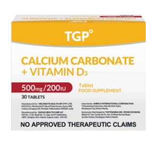 TGP Calcium + Vitamin D3 200 IU Tablet - 500mg   - 30pcs