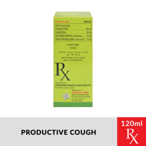 Rx: DYNATUSSIN Dextromethorphan Hydrobromide + Guaifenesin + Phenylpropanolamine + Sodium Citrate Syrup - 120ml - Image 1